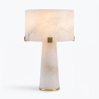 Alabaster Column Brass Table Lamp