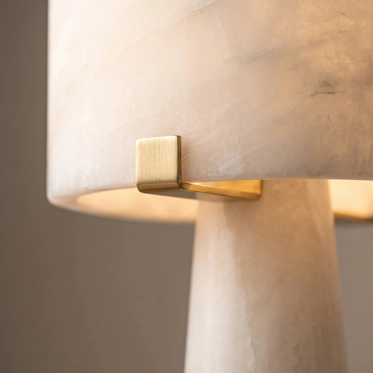 Alabaster Column Brass Table Lamp