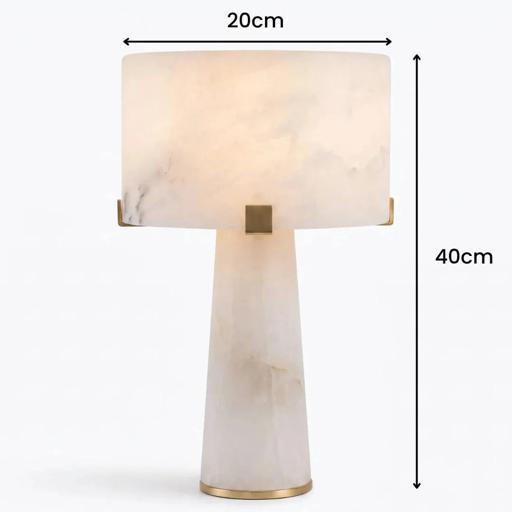 Alabaster Column Brass Table Lamp