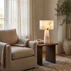 Alabaster Column Brass Table Lamp