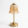 Amber Petal Shade Brass Table Lamp