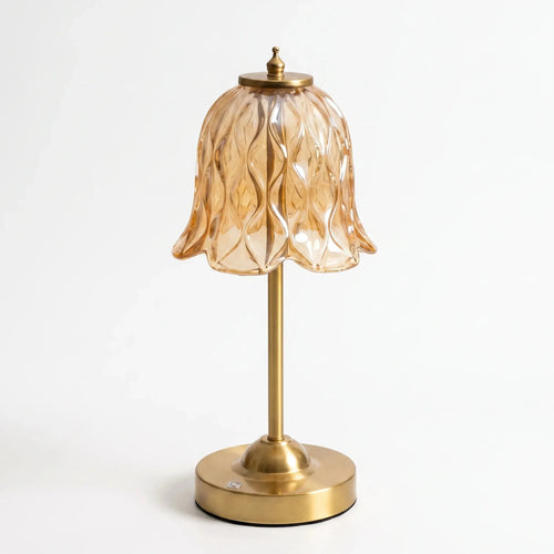 Amber Petal Shade Brass Table Lamp