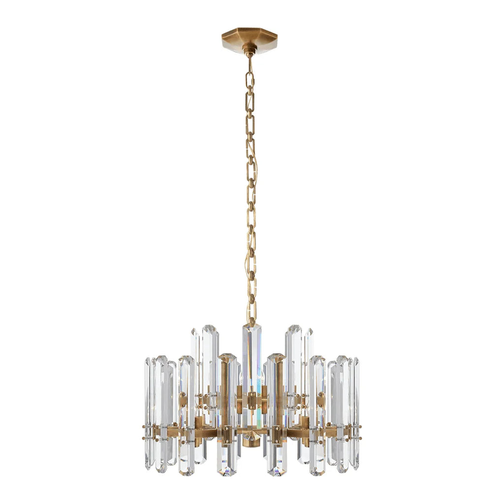 Antique Brass Crystal Prism Chandelier