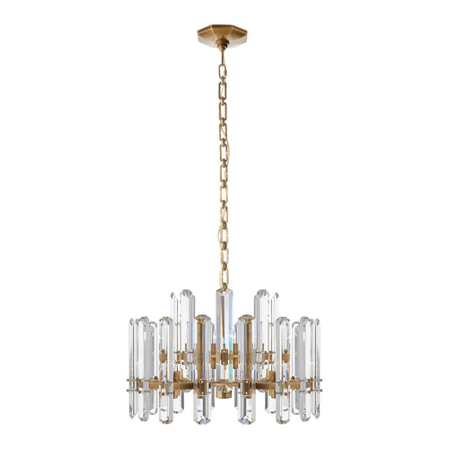Antique Brass Crystal Prism Chandelier
