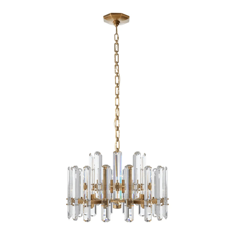 Antique Brass Crystal Prism Chandelier