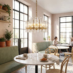 Antique Brass Crystal Prism Chandelier