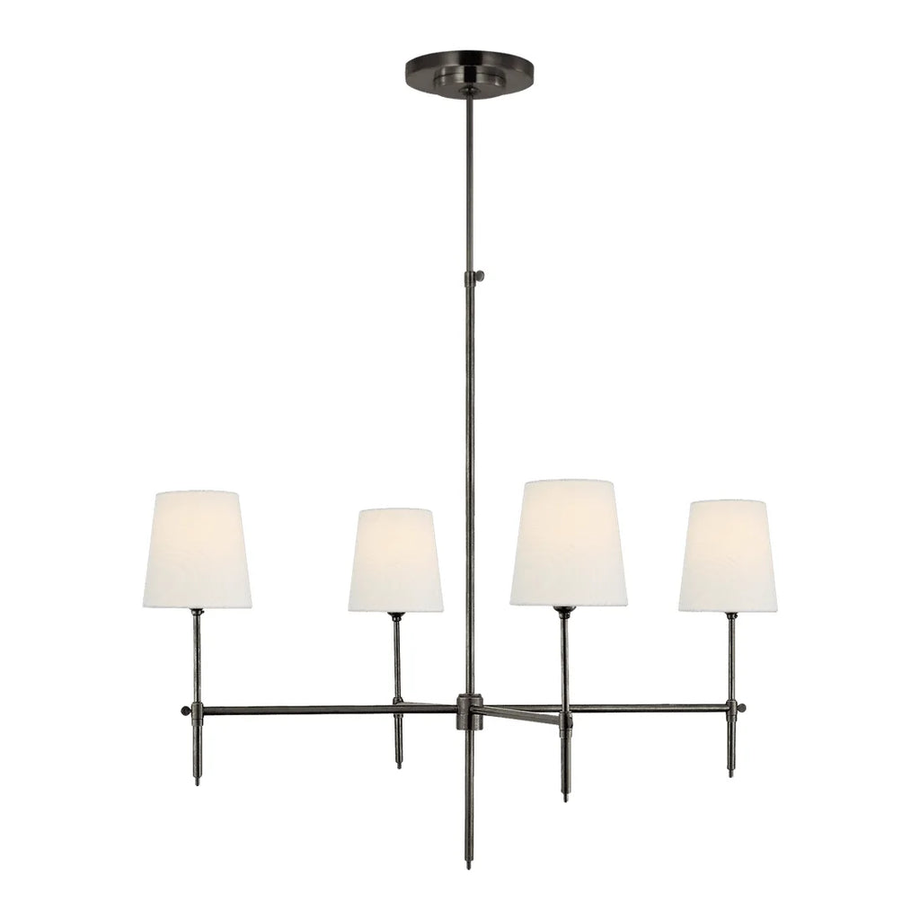 Bronze Four-Arm Linen Shade Chandelier