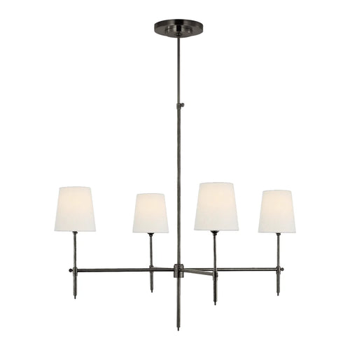 Bronze Four-Arm Linen Shade Chandelier