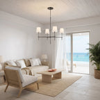 Bronze Four-Arm Linen Shade Chandelier