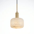 Compact Alabaster Drum Pendant Light