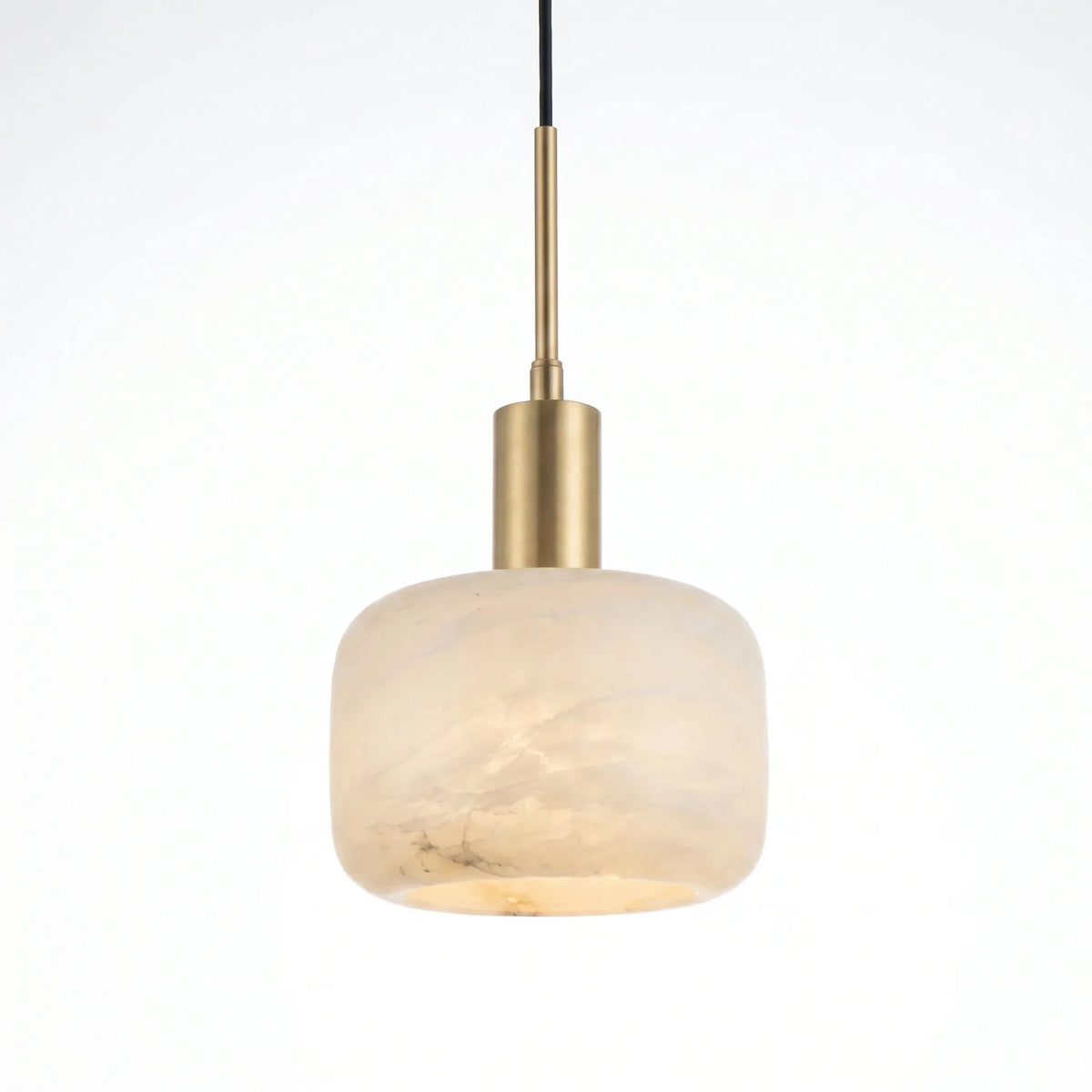 Compact Alabaster Drum Pendant Light