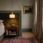 Compact Alabaster Drum Pendant Light