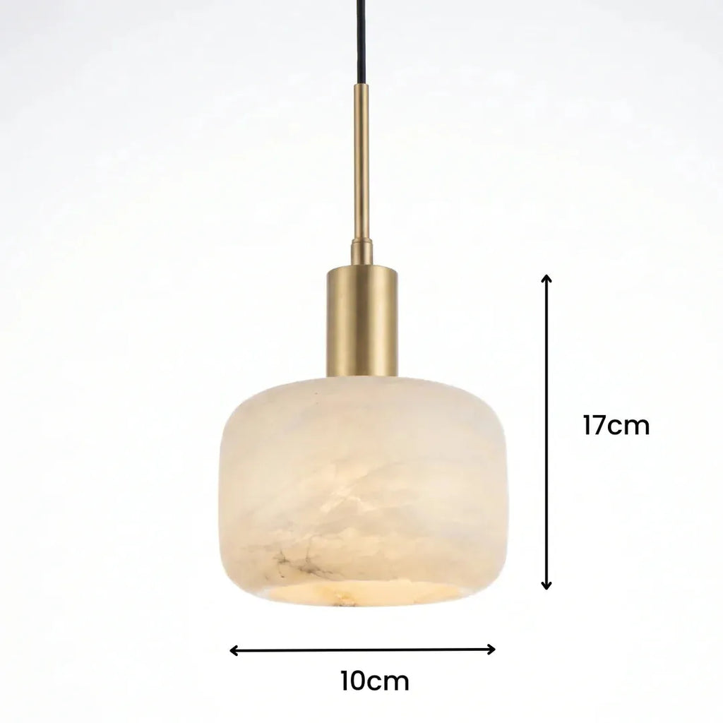 Compact Alabaster Drum Pendant Light