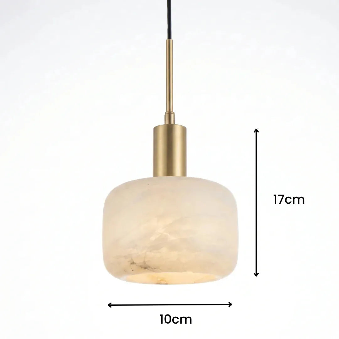 Compact Alabaster Drum Pendant Light