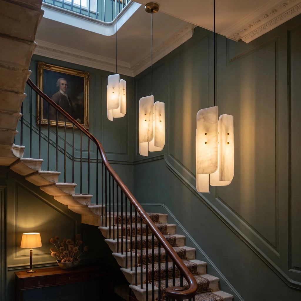 Curved Panel Alabaster Pendant Light