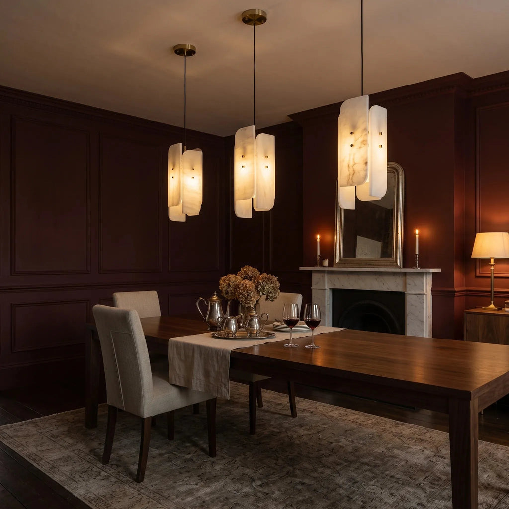 Curved Panel Alabaster Pendant Light