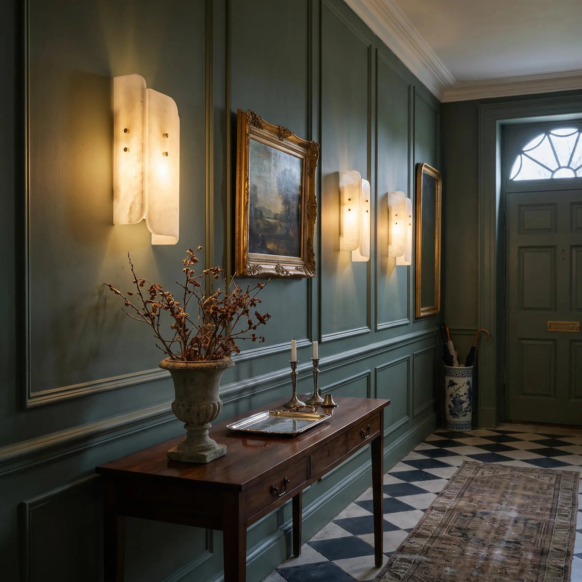 Curved Panel Alabaster Wall Light
