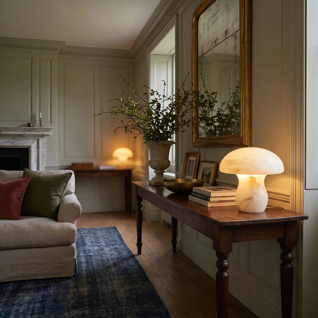Domed Alabaster Mushroom Table Lamp