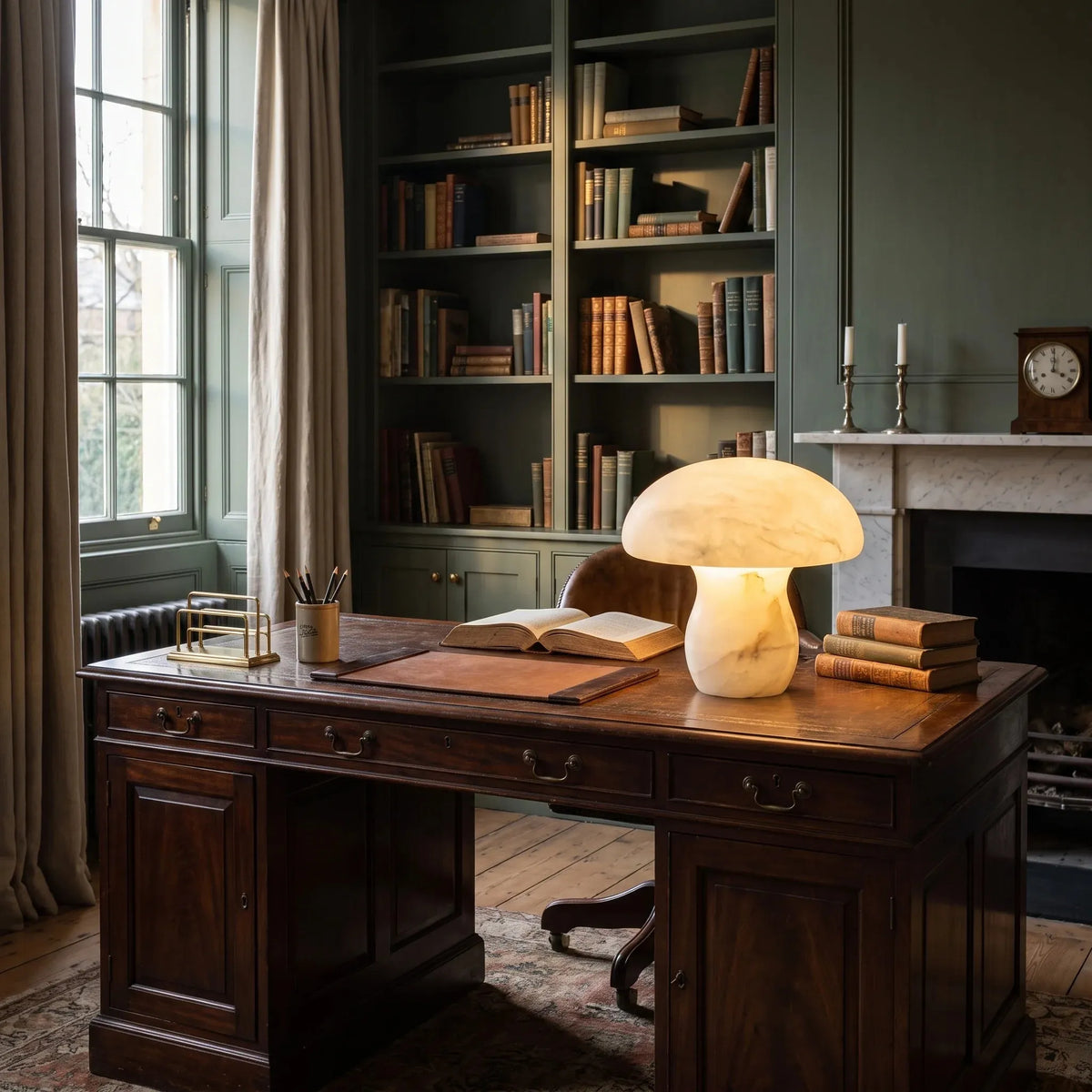 Domed Alabaster Mushroom Table Lamp