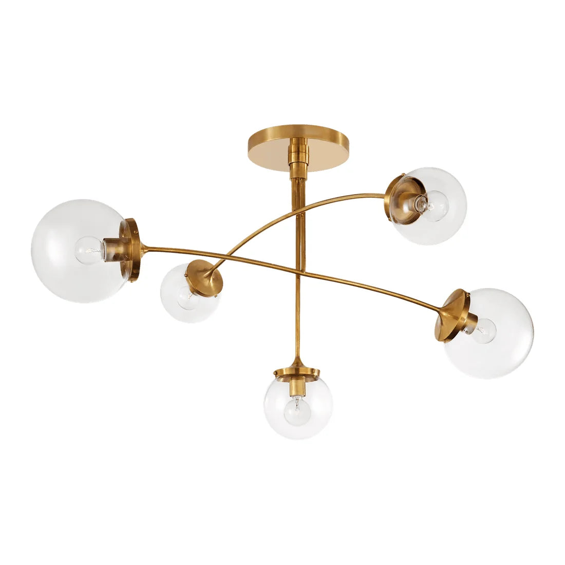 Five-Globe Brass Mobile Chandelier