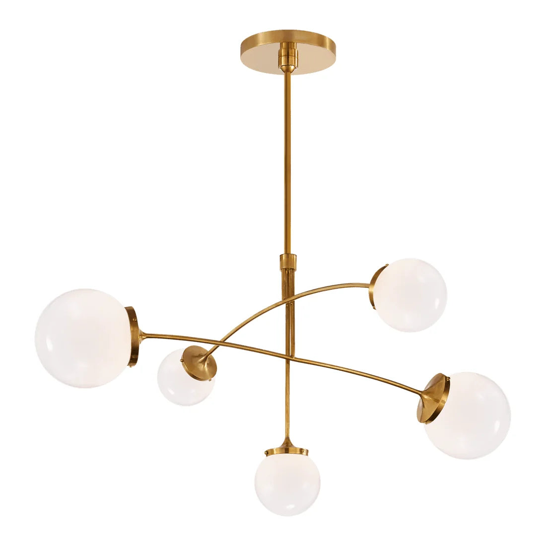 Five-Globe Brass Mobile Chandelier