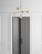 Five-Globe Brass Mobile Chandelier