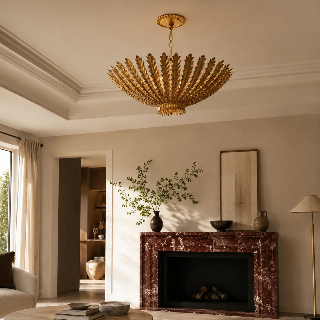 Leaf Bowl Chandelier in Gild