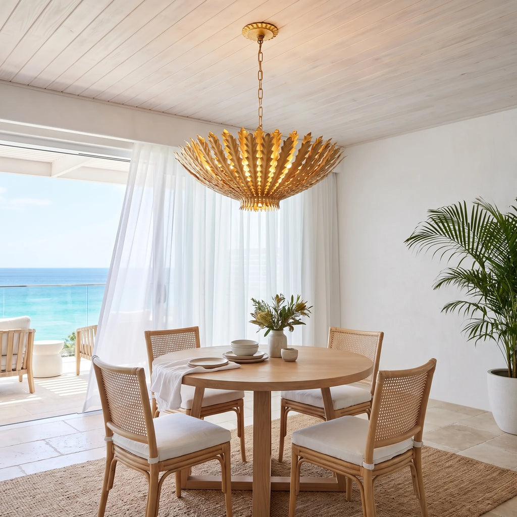 Leaf Bowl Chandelier in Gild