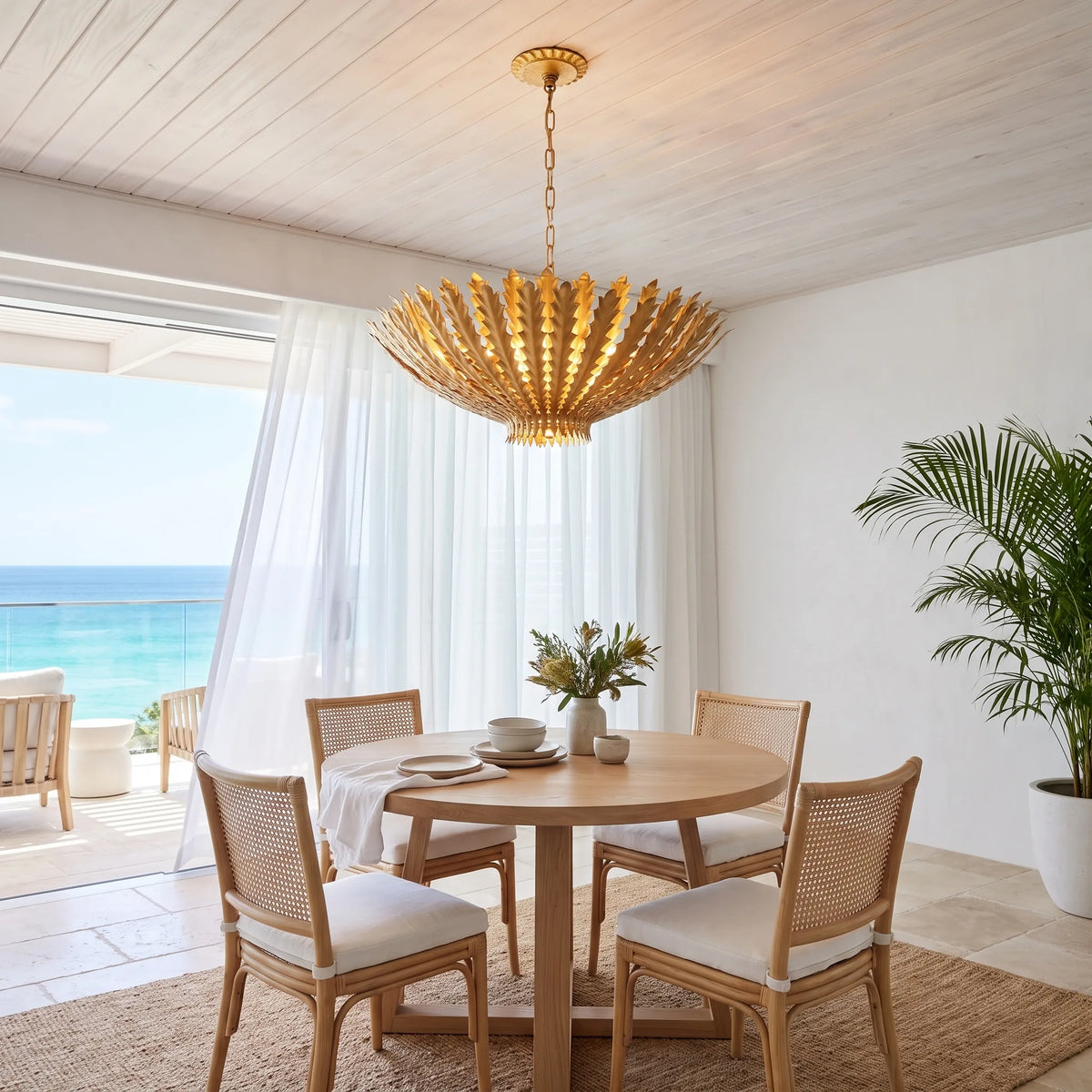 Leaf Bowl Chandelier in Gild