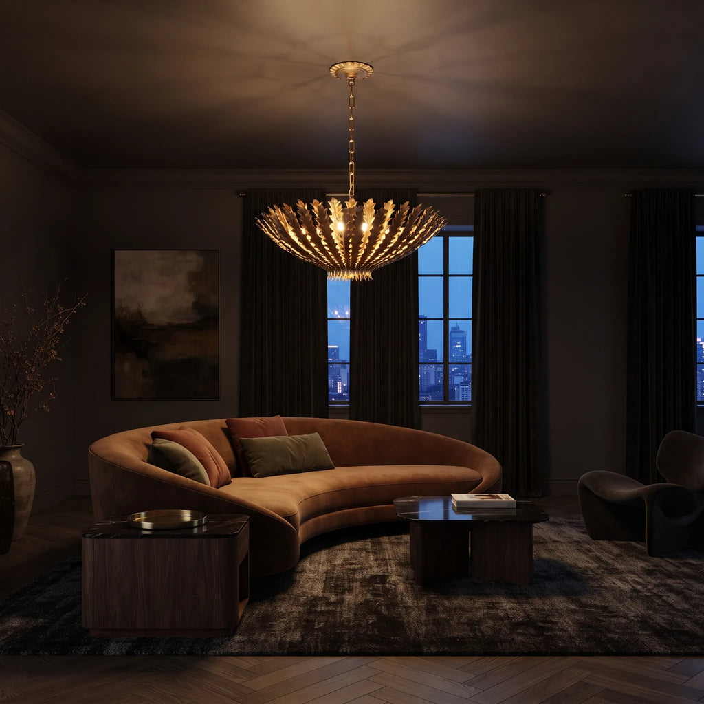 Leaf Bowl Chandelier in Gild