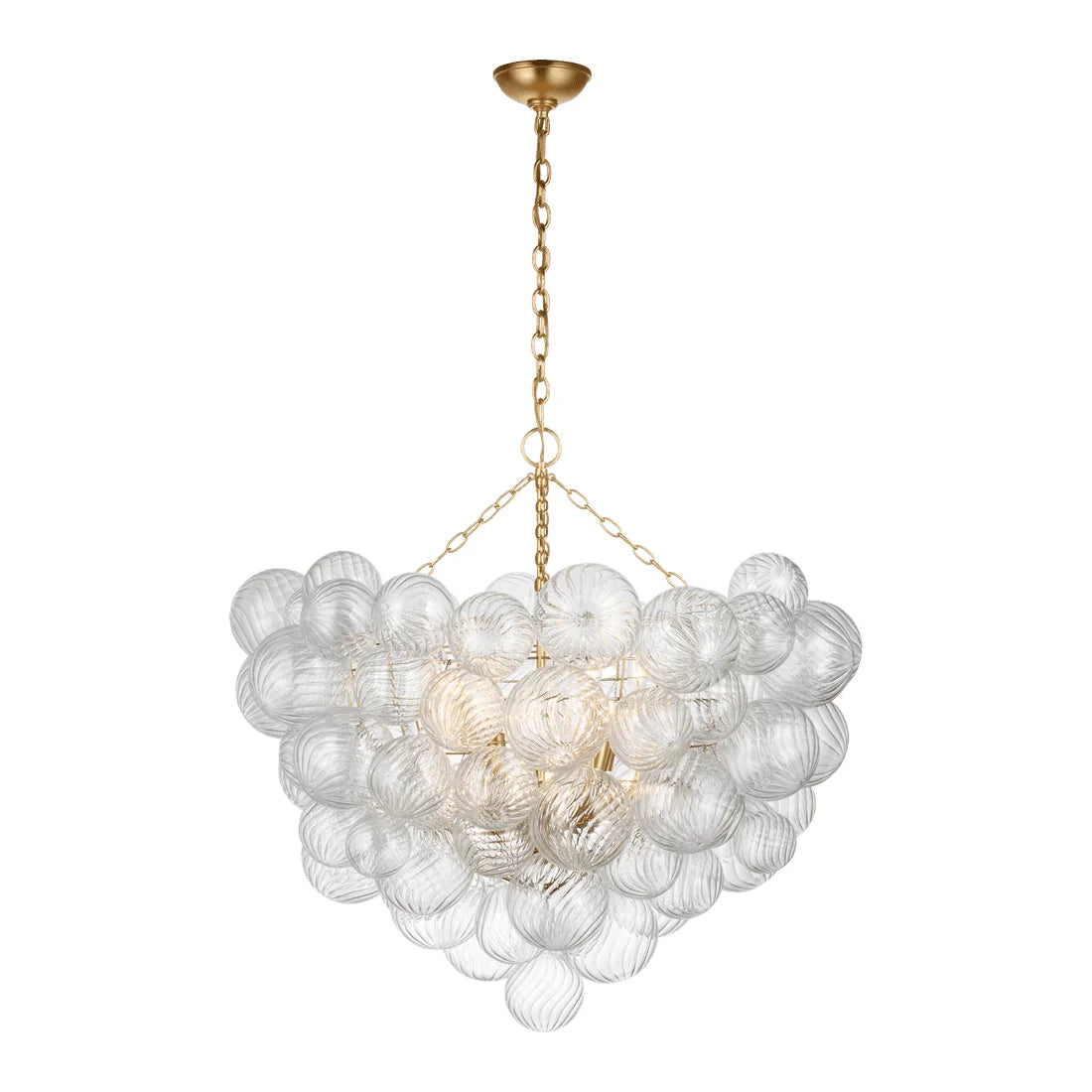 Gilded Swirled Glass Bubble Chandelier