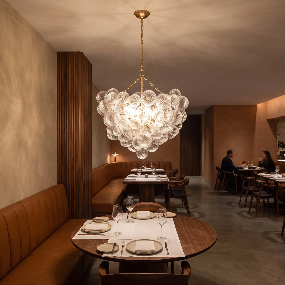 Gilded Swirled Glass Bubble Chandelier