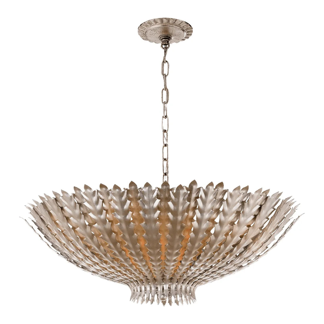 Leaf Bowl Chandelier in Burnished Silver Leaf