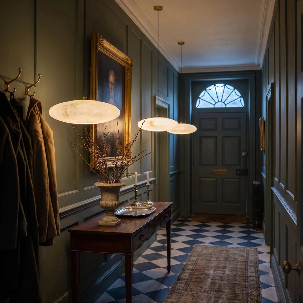 Low Dome Alabaster Pendant Light
