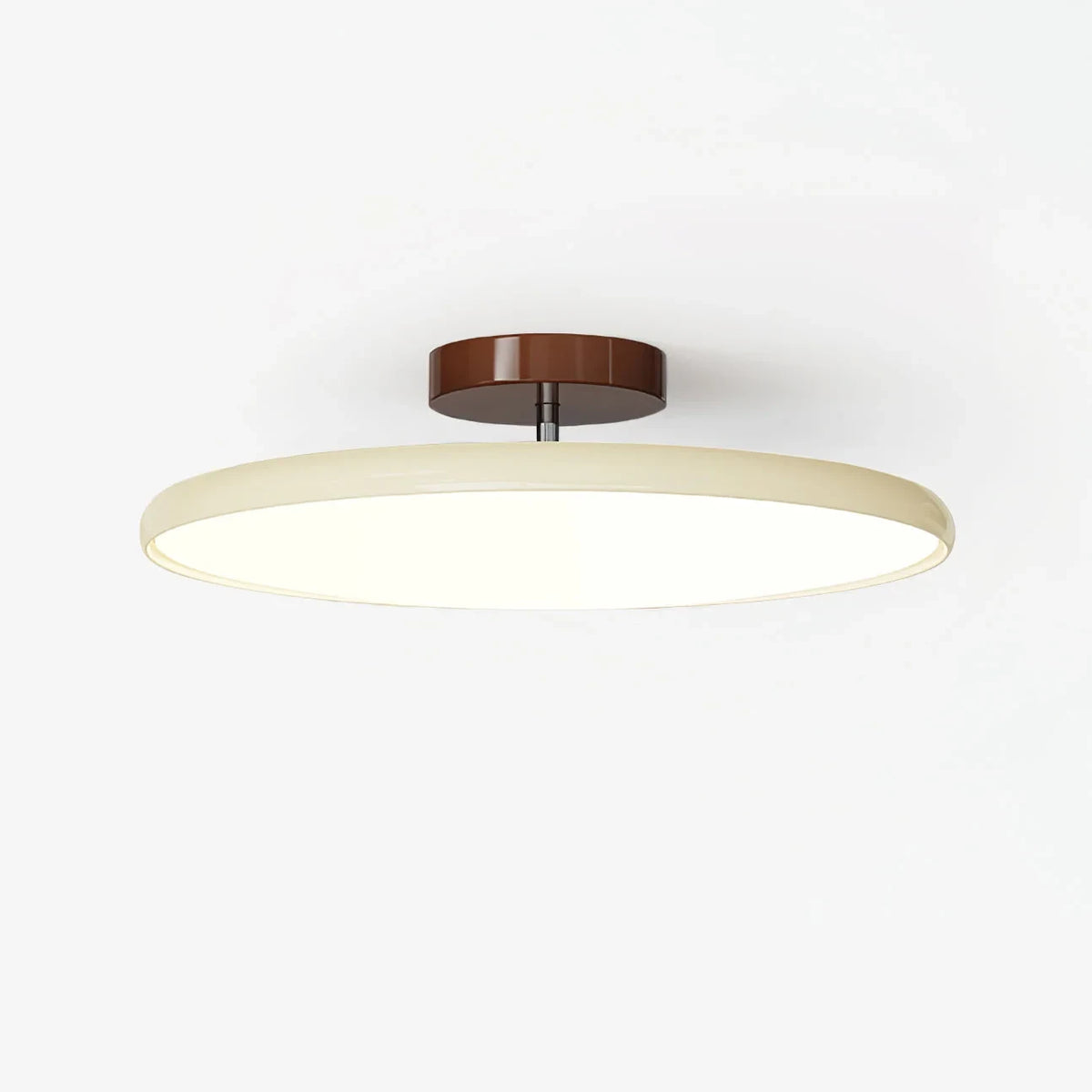 Tilting disc ceiling light, in beige