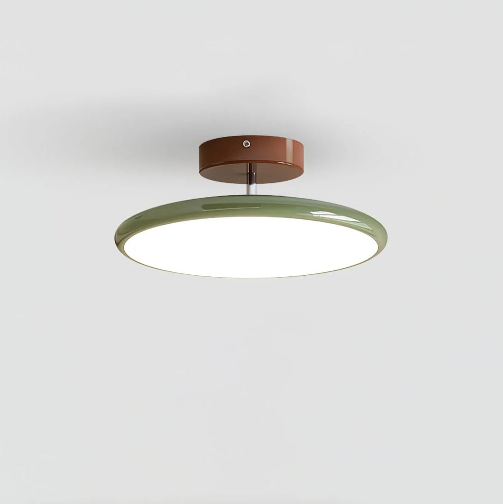 Tilting disc ceiling light, in green