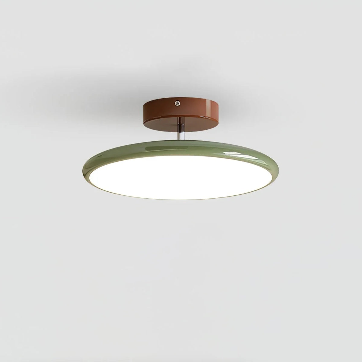 Tilting disc ceiling light, in green