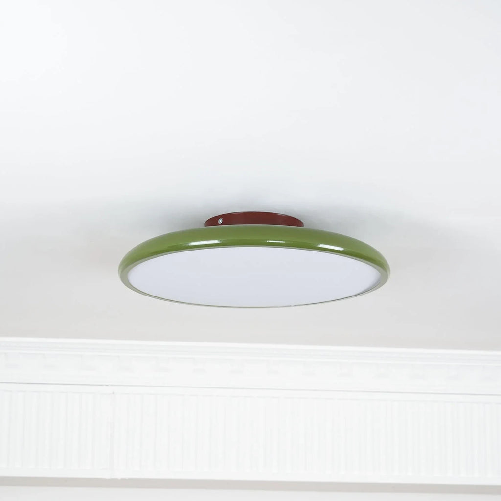 Tilting disc ceiling light, in green