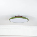 Tilting disc ceiling light, in green