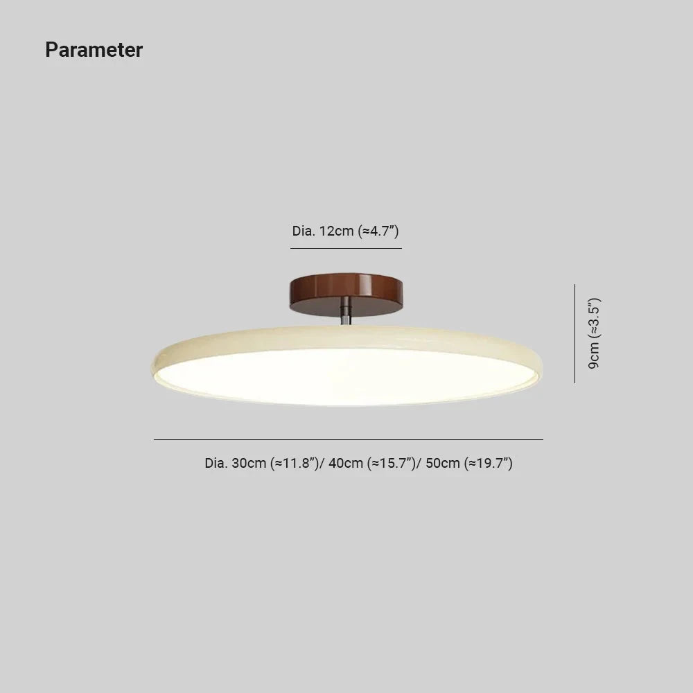 Tilting disc ceiling light, with measurements