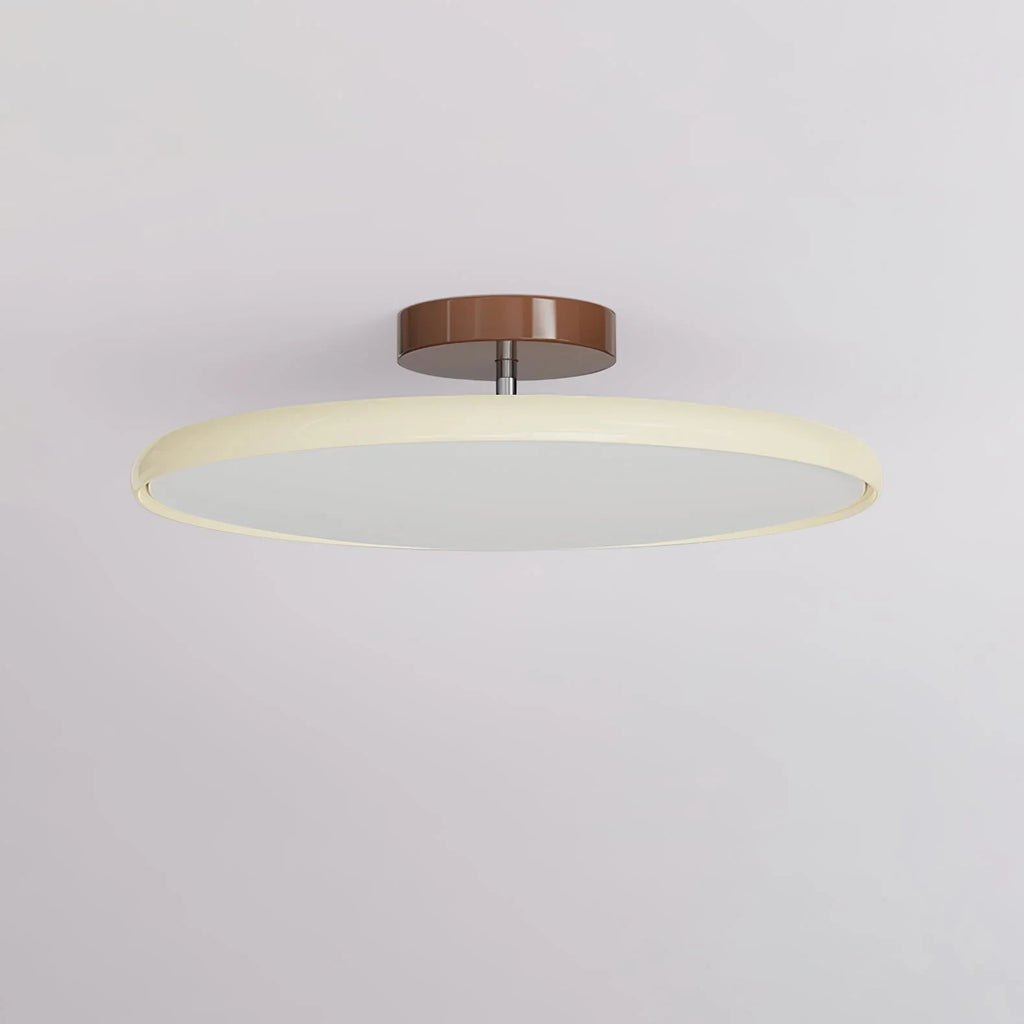 Tilting disc ceiling light, in beige