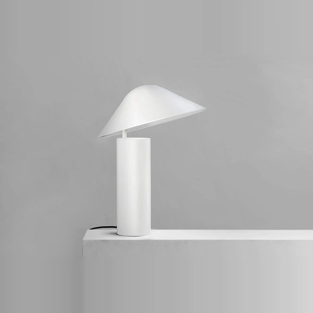 Adjustable cone shade steel table lamp, in White