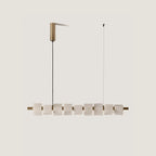 Alabaster cube linear pendant, with aged gold fitting