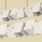 Alabaster cube linear pendant, close-up of the alabaster cubes