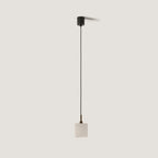 Alabaster cube pendant, with matte black canopy