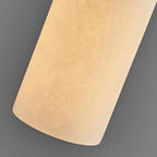 Alabaster cylinder pendant light, close-up of the stone