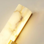 Alabaster panel wall light, in gold, close-up of the veining