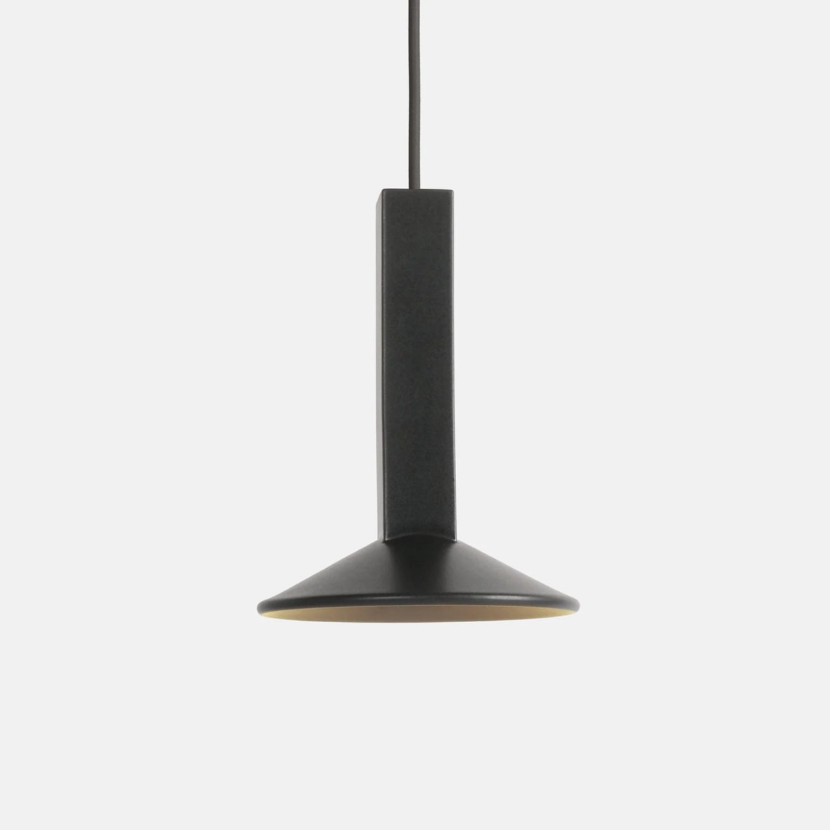 Angular stoneware spot pendant, in black on a plain background