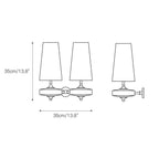 Walnut and antique brass wall light, double version dimensions