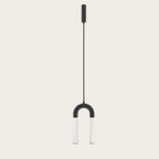Arch pendant with twin ribbed glass tubes, in textured matte black